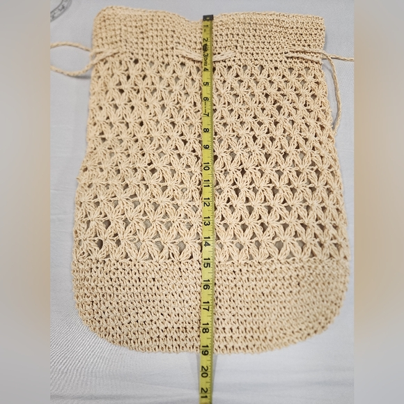 O'Neill Natural Weaved/Crochet Shoulder Bag Inner Lined Backpack Beach Bag - Picture 10 of 11